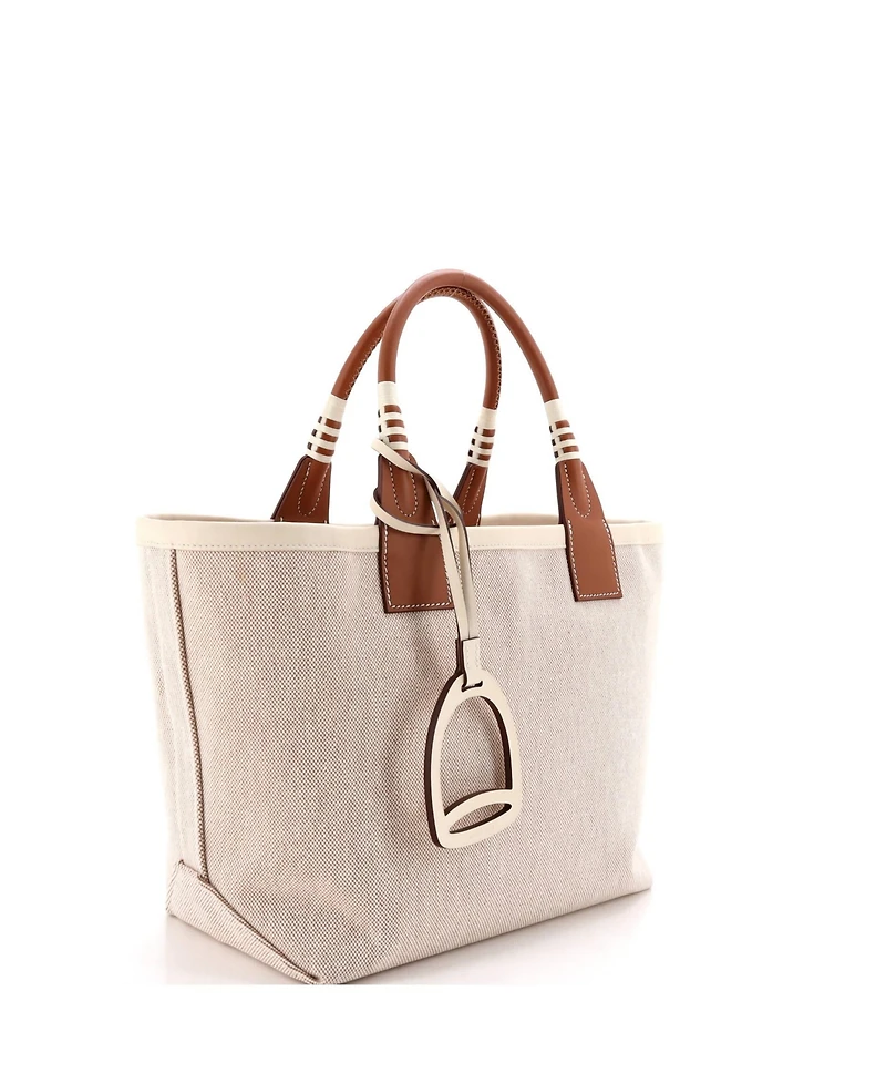 Pre-Owned HERMES 25 Sac Steeple Tote Toile with Leather