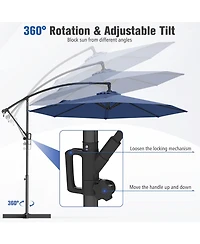 Sugift 10 ft Offset Hanging Umbrella with Base and Tilt Function