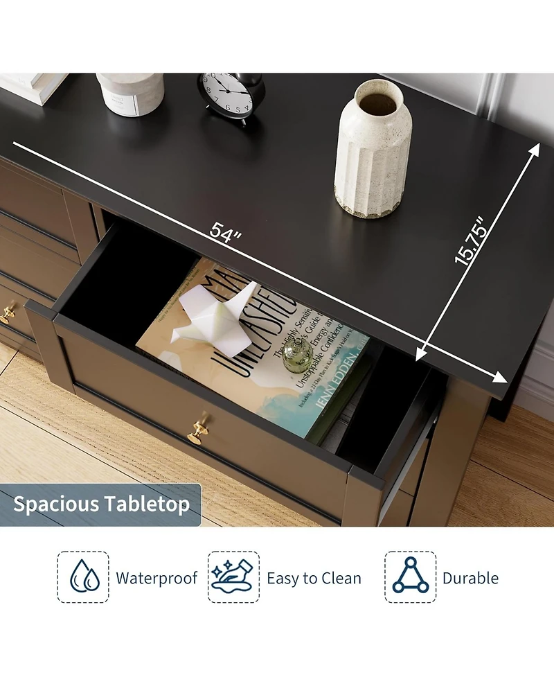 gaomon 6 Drawer Modern Dresser 54 Inch Wide Deep Drawers for Bedroom