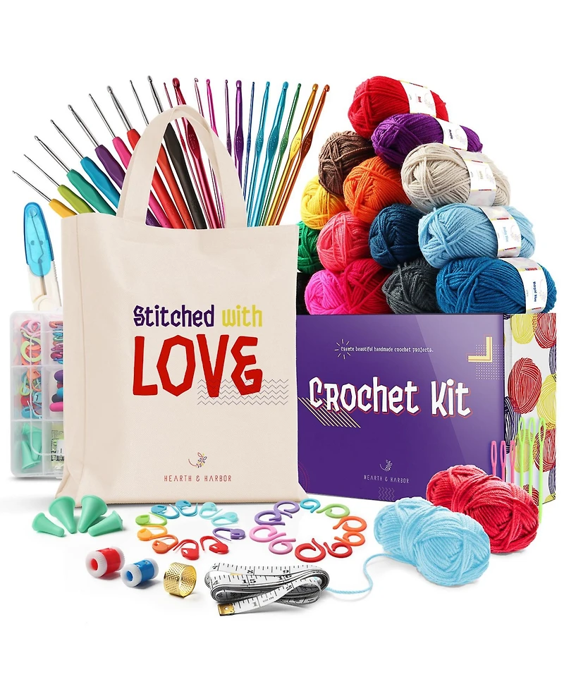Hearth & Harbor 73 Piece Complete Crochet Kit for Beginners Adults & Kids