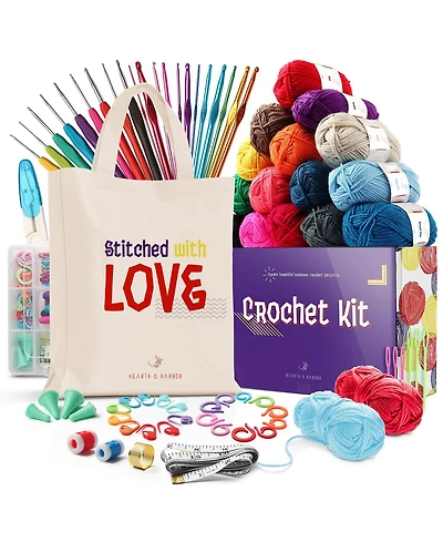 Hearth & Harbor 73 Piece Complete Crochet Kit for Beginners Adults & Kids