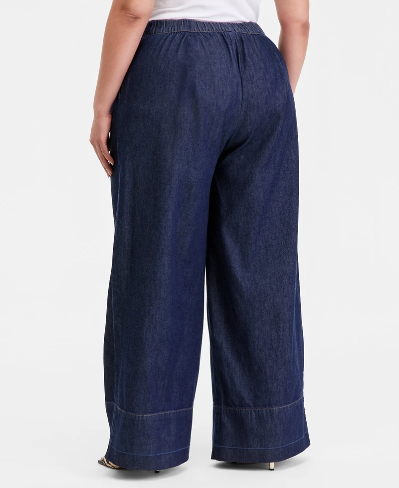 I.n.c. International Concepts Plus High-Rise Wide-Leg Jeans, Macy's Exclusive