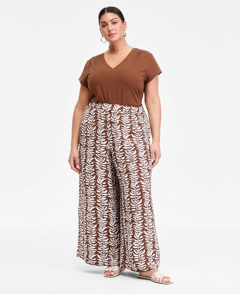 I.n.c. International Concepts Plus Printed High Rise Wide Leg Pants