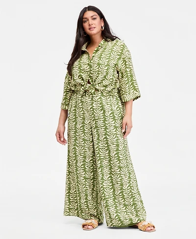 I.n.c. International Concepts Plus Printed High Rise Wide Leg Pants