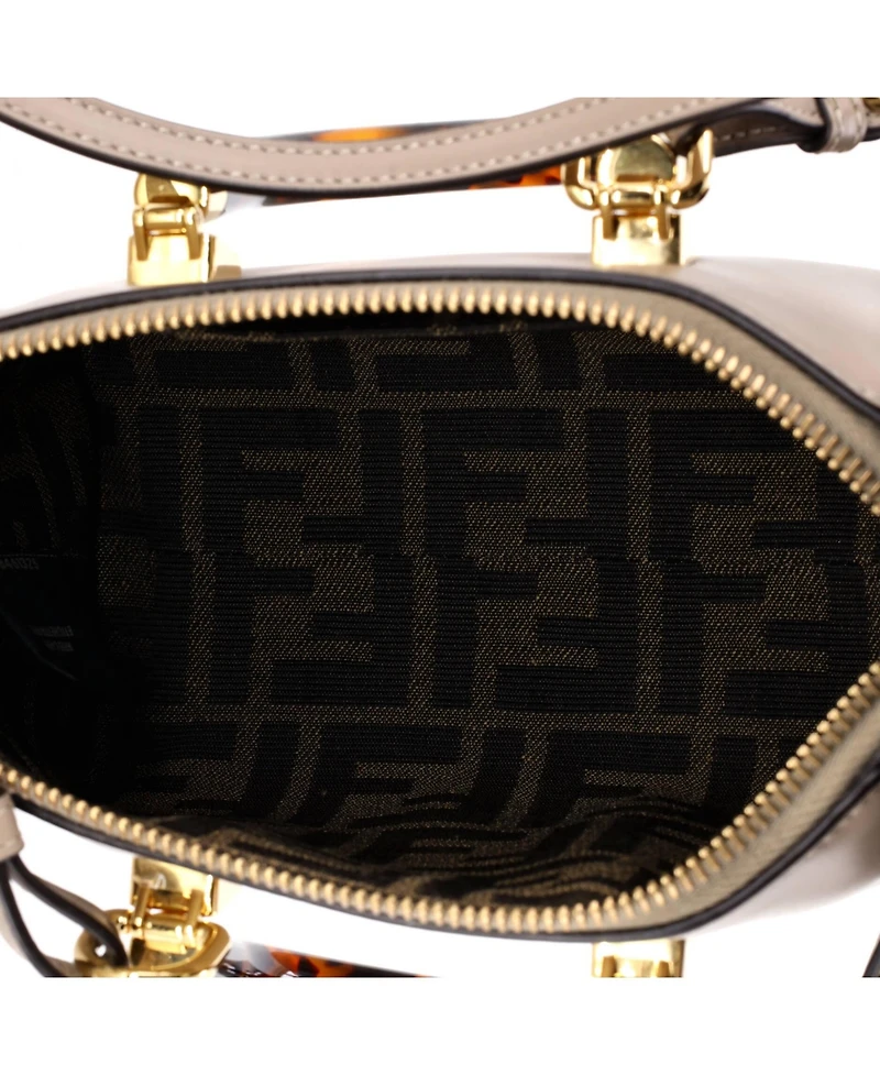 Pre-Owned Fendi Mini Logo By The Way Top Handle Bag Embossed Leather