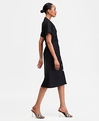 I.n.c. International Concepts Women's Short Sleeve Linen-Blend Shirt Dress, Macy's Exclusive