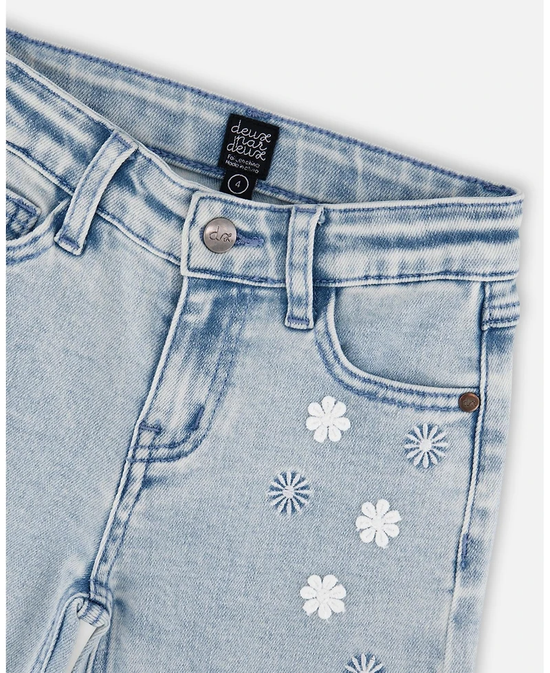 Deux par Deux Little Girls Wide Leg Light Denim Jeans
