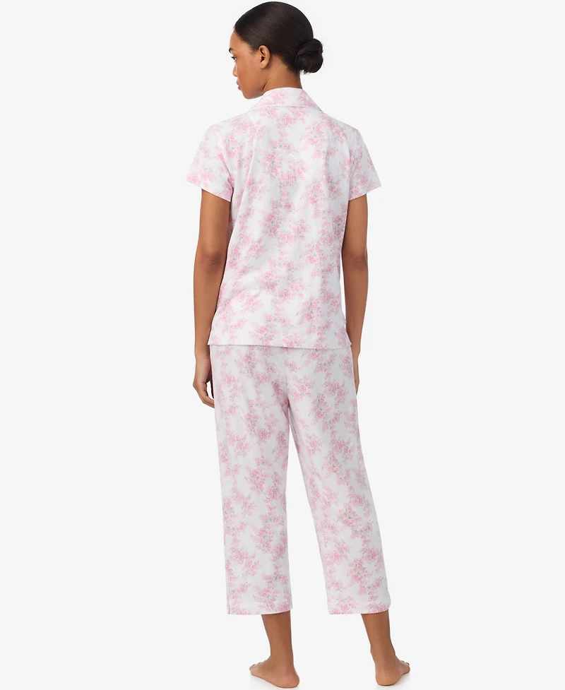 Lauren Ralph Women's Cropped Short Sleeve Pajama Set