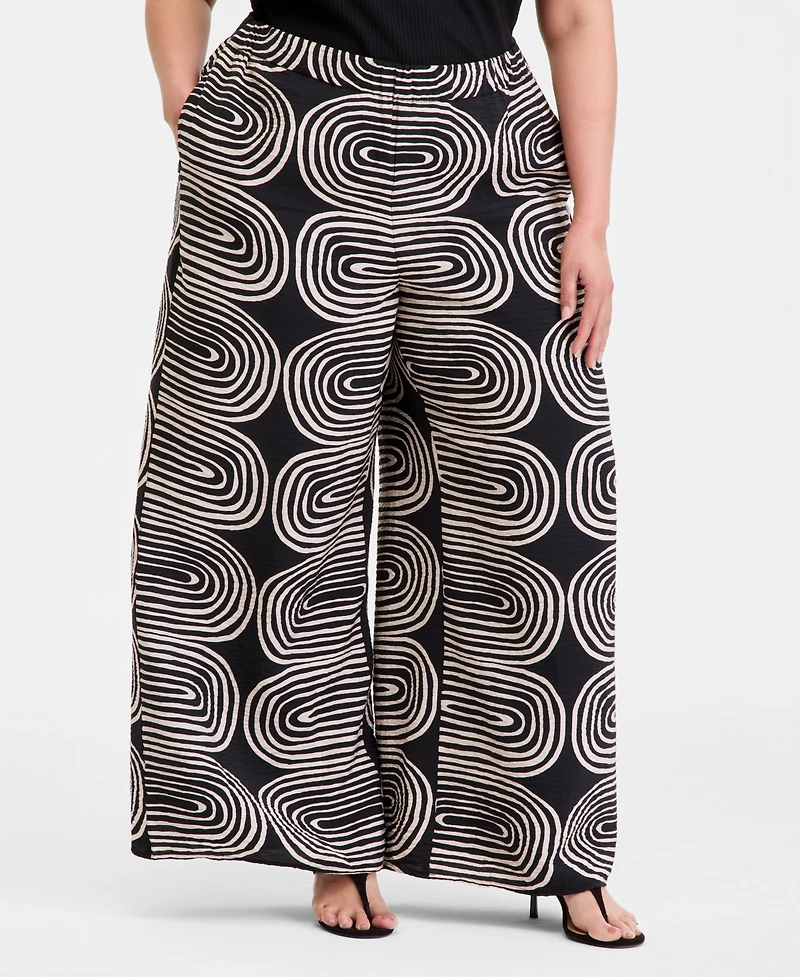 I.n.c. International Concepts Plus Printed High Rise Wide Leg Pants