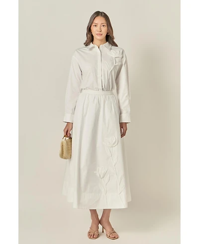 English Factory Women's Appliqued Accent Midi Skirt