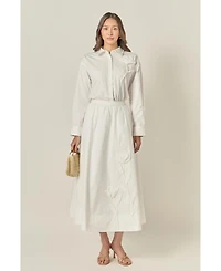 English Factory Women's Appliqued Accent Midi Skirt