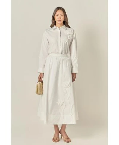 Womens Appliqued Accent Shirt Midi Skirt