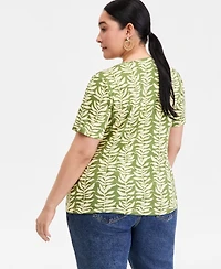 I.n.c. International Concepts Plus Printed Short-Sleeve Top, Macy's Exclusive