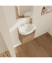 Busdays Soft Close Doors Bathroom Vanity With Sink,16 Inch For Small Bathroom