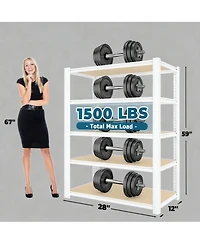 Yigii Adjustable 5-Tier Metal Connector Shelving - Heavy Duty, Boltless, for Kitchen, Pantry, Garage