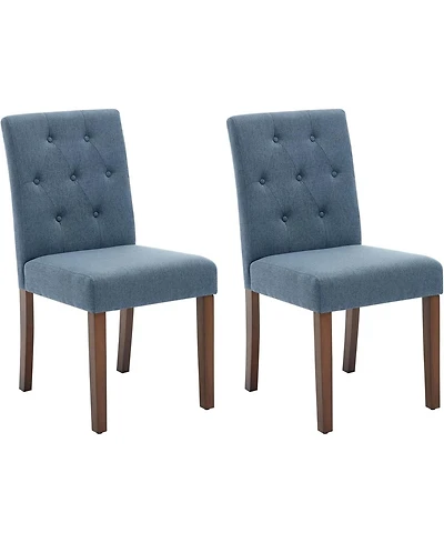 gaomon Parsons Button Tufted Dining Chairs Set of 2, Upholstered Fabric Kitchen with Wood Legs and Padded Seats, Living Room Furniture