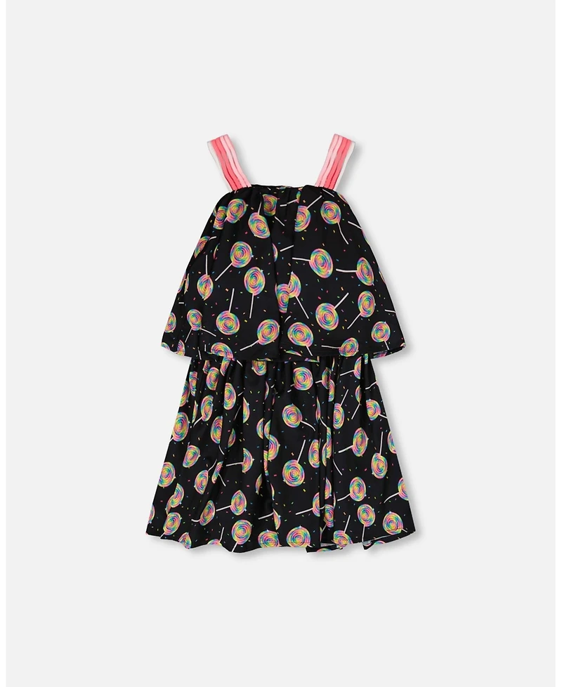 Deux par Deux Little Girls Woven Dress Lollipop Print