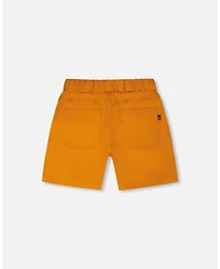 Deux par Deux Little Boys Parachute Shorts with Patch Pockets Burnt