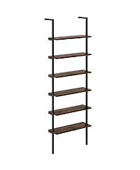 Slickblue Industrial 6 Tier Ladder Bookshelf 72 Inch Wall Storage Shelf