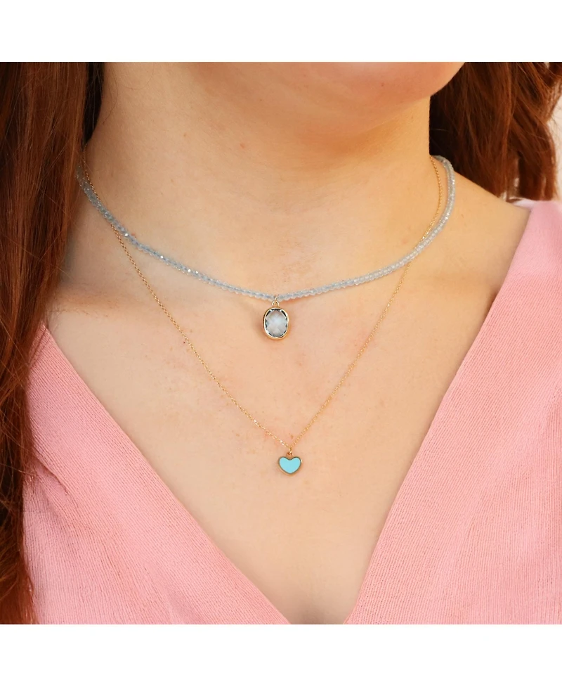 The Lovery Topaz Bead Bezel Necklace 14K Yellow Gold