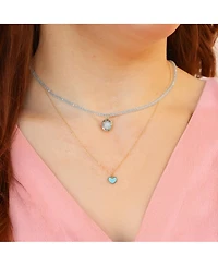 The Lovery Topaz Bead Bezel Necklace 14K Yellow Gold