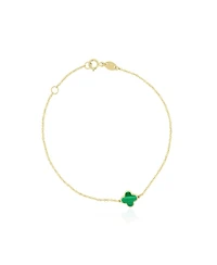 The Lovery Mini Malachite Single Clover Bracelet 14K Gold