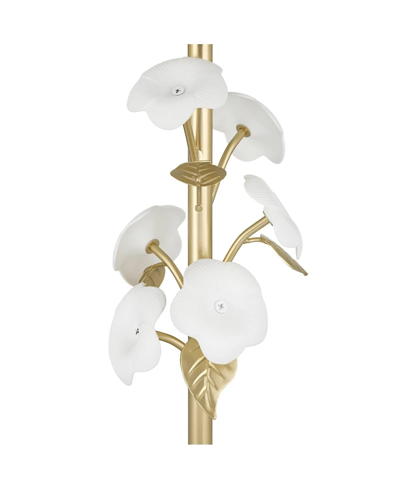 360 Lighting Descanso 21" High Gold and White Flower Table Lamp Set of 2