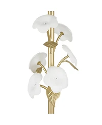360 Lighting Descanso 21" High Gold and White Flower Table Lamp Set of 2
