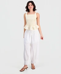 And Now This Petite Cotton Gingham Smocked Peplum Top, Macy's Exclusive