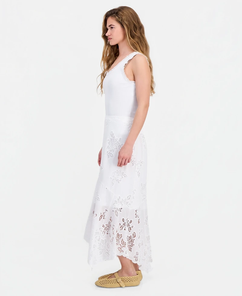 And Now This Petite Asymmetric Floral Cutwork Pull-On Skirt, Macy's Exclusive