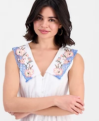 And Now This Petite Cotton Embroidered Collar Maxi Dress, Macy's Exclusive