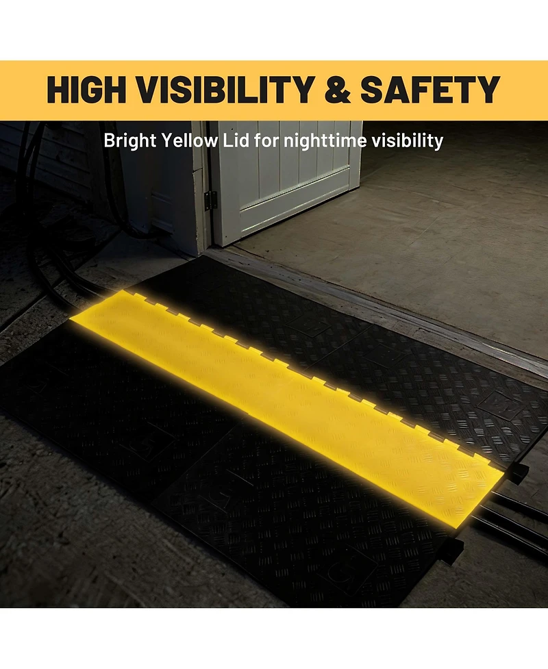 Yescom Rubber Cable Protector Ramp 5 Channel Heavy Duty Ada Compliant Driveway Road Hump Wire Cord Cover