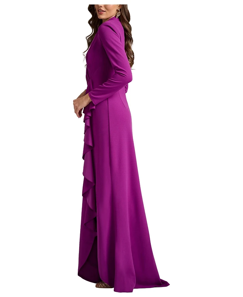 Tadashi Shoji Women's Markum Long-Sleeve Flounce Gown