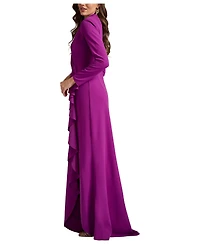 Tadashi Shoji Women's Markum Long-Sleeve Flounce Gown