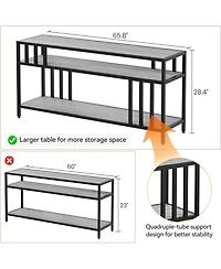 gaomon 65" Tv Stand for TVs up to 75", Entertainment Center with Shelves, Quadruple-Tube Support for Living Room