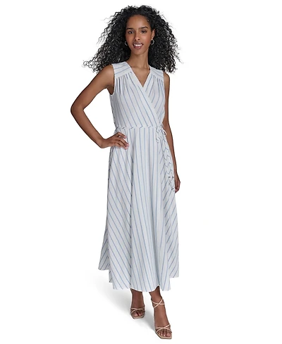 Calvin Klein Women's Striped V-Neck Midi Dress