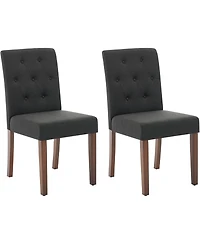 gaomon Parsons Button Tufted Dining Chairs Set of 2, Upholstered Fabric Kitchen with Wood Legs and Padded Seats, Living Room Furniture
