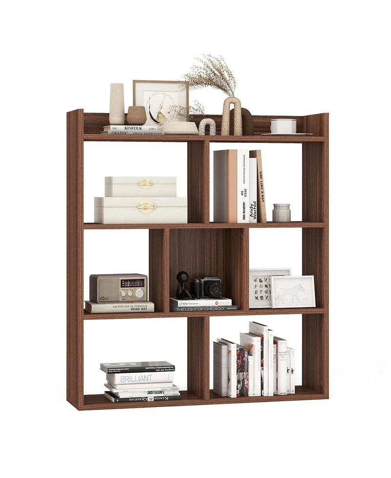 Slickblue 7 Cube Open Back Bookshelf with Anti Tip Safety Wall Anchor