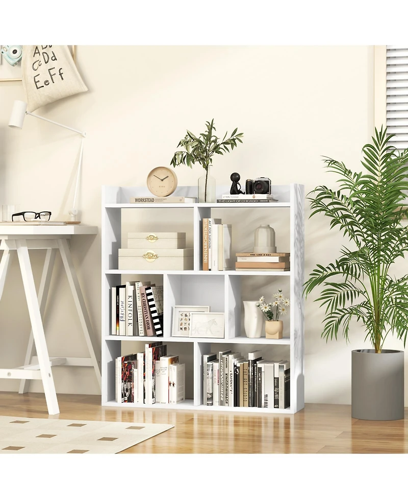 Slickblue 7 Cube Open Back Bookshelf with Anti Tip Safety Wall Anchor