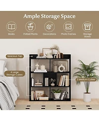 Slickblue 7 Cube Open Back Bookshelf with Anti Tip Safety Wall Anchor