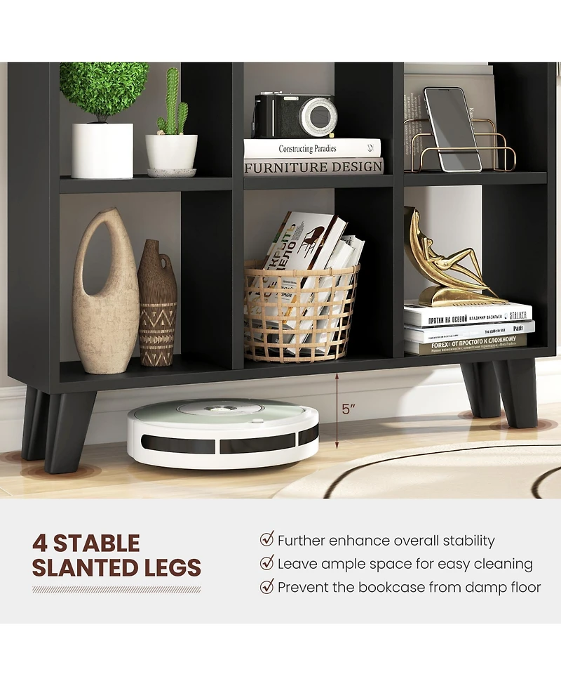 Slickblue 9-Cube Storage Bookcase with Removable Shelves and Lifted Base