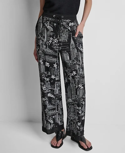 Dkny Women's Printed Drawstring Waist Pants