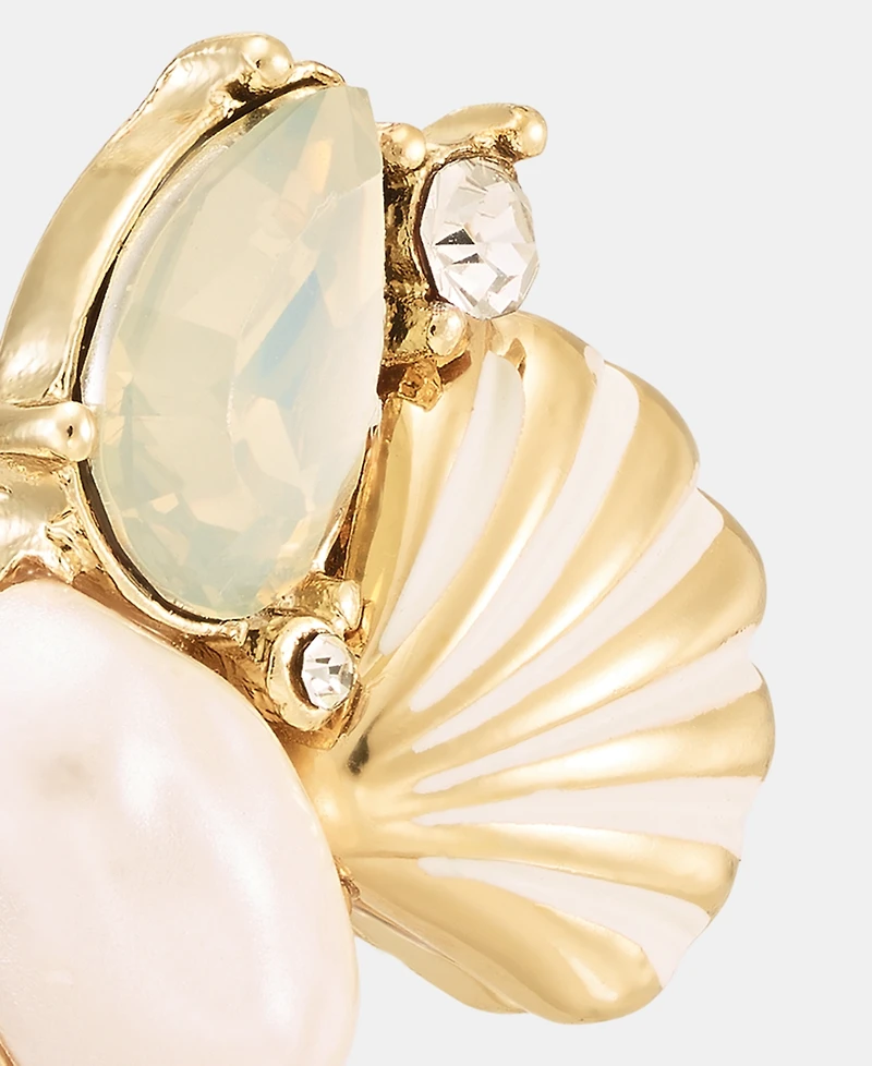 lonna & lilly Stone Cluster Shell Stud Earrings