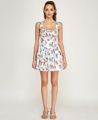 Alex & Sophia Juniors' Sweetheart Neck Floral Dress