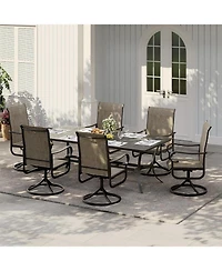 gaomon Set of 6 Swivel Rocking Patio Chairs, High Back Outdoor Deck Seating, All-Weather Textilene, Durable Powder-Coated Metal Frame