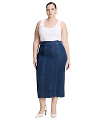 Eloquii Women's Seamed Denim Column Skirt