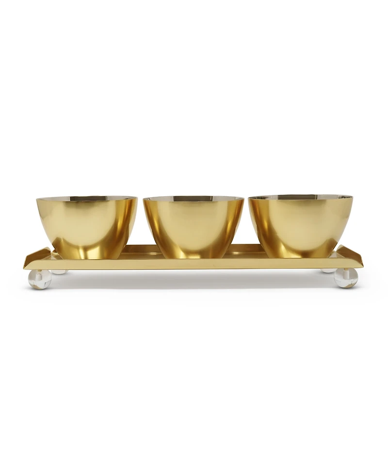 Classic Touch Bowl Relish Dish on Tray, Set of 4