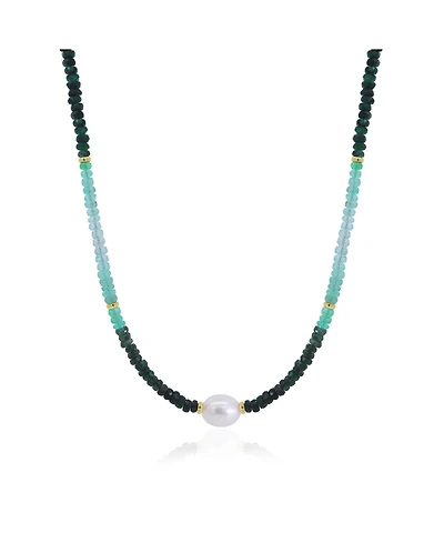 The Lovery Emerald Ombre Bead Pearl Necklace 14K Yellow Gold