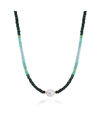 The Lovery Emerald Ombre Bead Pearl Necklace 14K Yellow Gold