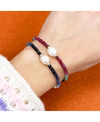 The Lovery Blue Sapphire Ombre Bead Pearl Bracelet 14K Gold